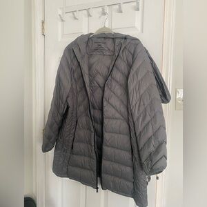 London Fog gray packable puffer down coat